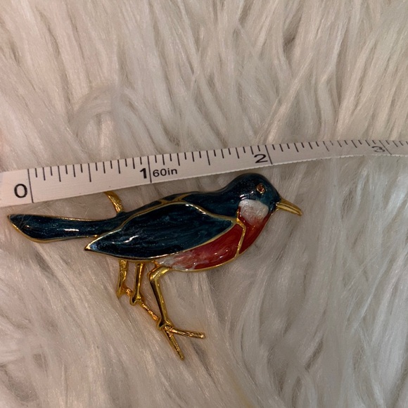 Elegant Enamel Bird Brooch - Picture 5 of 6